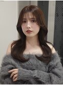 11250黒髪グレーアッシュ韓国風巻き姫カットレイヤーワンカール