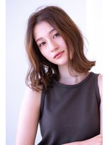 外はねミディ/20代30代大人きれい/ベージュカラー