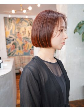 アペロ 柏(Apero) オレンジボブ☆ハイライトカラー