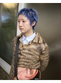 ベリーショートスパイキーショートデザインブルーシルバーカラー