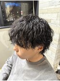 札幌大通りメンズショートカット波巻きツイストスパイラルパーマ