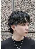 大分ルーズパーマメンズマッシュウルフツーブロックレイヤー
