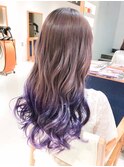 グレージュグラデーション毛先ブルーバイオレットインナーカラー