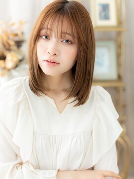 カバーヘア ブリス 大宮西口(COVER HAIR bliss) ミルクティーカラー艶髪ワンカールミディアムa大宮20代30代40代