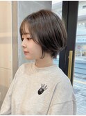 ★ゆとりショートボブ前髪あり オリーブグレージュ