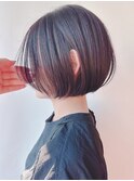 【morio 原宿】大人丸みショートボブ　透明感カラー