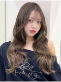 フォワード巻き韓国レイヤー顔まわりレイヤーヘーゼルベージュ