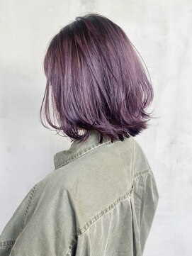 アイティーバイアルバム 八王子店(IT by ALBUM) ラベンダー_かきあげロングマロンベージュAラインボブ_ba329951