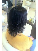 アメイジングヘアー 美沢店(AMAZING HAIR)&nbsp;ミディアムレイヤー/デジタルパーマ/しっかりウェーブ/黒髪