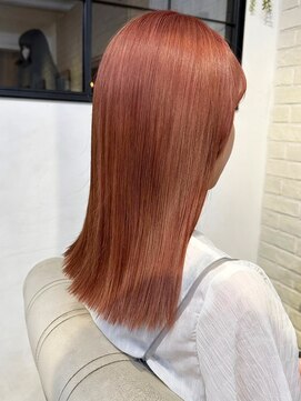 リコ 池袋東口店(Liko) ピンクオレンジ　ハイトーン　ダメージレス　髪質改善ストレート