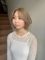 原宿ミルクティーベージュグレージュミディアムウルフレイヤー〇