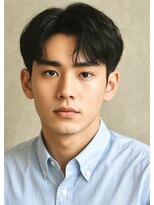 にもう ブルーブラック 韓国センターパート　メンズヘア