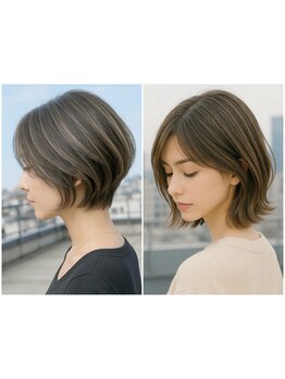 トレンド×オシャレを叶える白髪染め＆白髪ぼかしを自然にカバー☆艶感や透明感のある仕上がりに[相模大野]