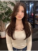韓国/顔周りレイヤー/ダブルカラー/ベージュ/前髪新潟長岡宮関◆