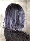 ブルーバイオレット_外ハネボブ_モノトーンアッシュ_ミディ