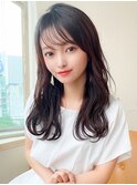 レイヤーカット くびれヘア グレージュ 薄めバング 髪質改善