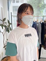 ヘアーアイスカルテット(HAIR ICI QUARTET)&nbsp;切りっぱなしボブ　イヤリングカラー　ホワイトカラー