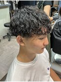 STYLE藤沢メンズマッシュ黒髪刈り上げ波巻きスパイラルパーマ