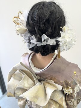 ヘアー アイス 御器所本店(HAIR ICI) ゆるふわウェーブ♪10代20代成人式卒業式黒髪シニヨンヘアセット