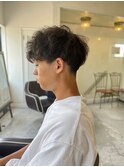 MEN'S HAIR アッシュブラックショートパーマ