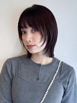 ローネス(LONESS)&nbsp;切りっぱなしボブ　顔まわりレイヤー　外ハネボブ　暖色ボブ