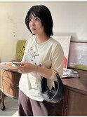 レイヤーボブ　フレンチボブ　漆黒カラー