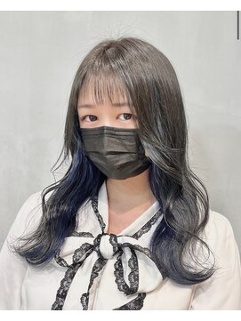 リルミー ミュエナ 大須 矢場町(Lilme myuena) 【グレージュ×インナーブルー】（ブリーチ1回）＊rina＊