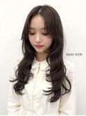 レイヤーカット小顔に見せるヘア透明感カラー/韓国ヘア/ロング