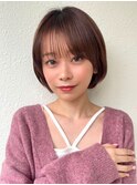 丸みショートボブ/ココアベージュ/小顔/似合わせカットp戸田公園