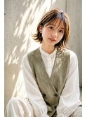 シースルーバング×外ハネニュアンスボブ
