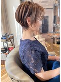 白髪ぼかしハイライト/絶壁解消/ひし形大人ショートボブ/聖