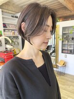 ヌード(NUDE) NUDE脱白髪染め白髪ぼかし前髪なしショート 大人ショートボブ