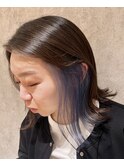 外ハネボブ×ブルーインナーカラー