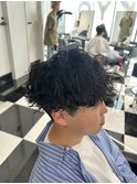 波巻きマッシュ(刈り上げツーブロック黒髪パーマ)