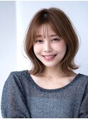 20代30代大人かわいい斜めバングデザインカラーシルキーベージュ