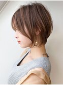 ブリーチなし大人可愛いマロンブラウン似合わせショートカット