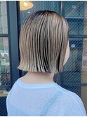 30・40代透明感秋カラーミニボブ×ぱつっとラインいつでも垢抜け