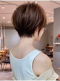 暗めカラーグランマッシュショートボブ