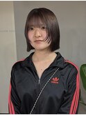 大人ピンクブラウンレイヤーボブ大人のワンカラーシャギーボブ