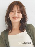 大人くびれミディアムレイヤー韓国似合わせ小顔ワンホンレイヤー
