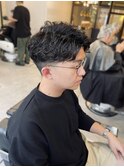 メンズパーマサイドグラデーションくるくるパーマフェード