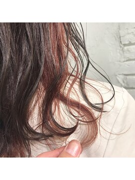 アジールヘア 池袋東口店(agir hair) インナーカラーブラッドオレンジイヤリングカラービタミンカラー