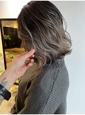大人可愛い外はねボブバレイヤージュ_dark greige color_