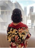 振袖着付け、ヘアセット、フルメイク