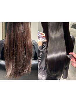 【理想のストレートへ☆】自然に仕上がるサラ髪に☆厳選した薬剤も自慢☆お客様の理想の状態へ導きます♪