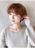 小顔ボブルフくすみベージュ透明感カラーオリーブカラー_8882
