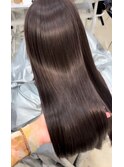 マロンブラウン×暗髪カラー×レイヤー×縮毛矯正