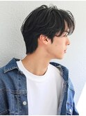 ニュアンスパーマ/メンズショート/センターパート/韓国風