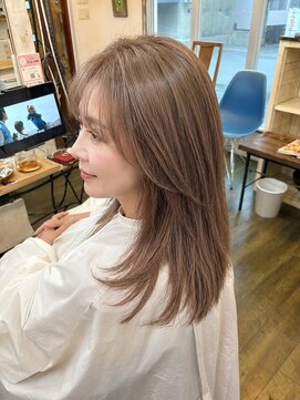 楽流頭 オブヘアー(of hair) 白髪老化ケアメテオストレート+白髪ぼかしカラー
