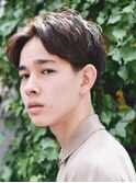 センターパートメンズマッシュパーマニュアンスパーマ刈り上げ